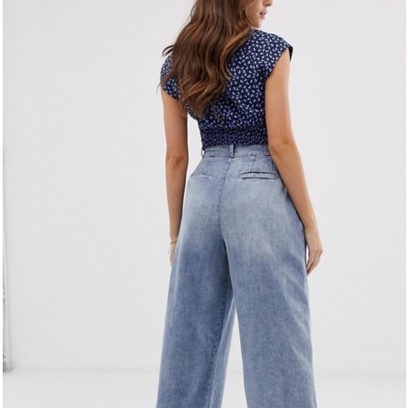 Free People Side Buckle Wide Leg Jean Viva La Blue - Picture 4 of 7